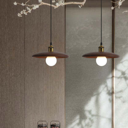 Chinese Umbrella Aluminum Solid Wood Pendant Light