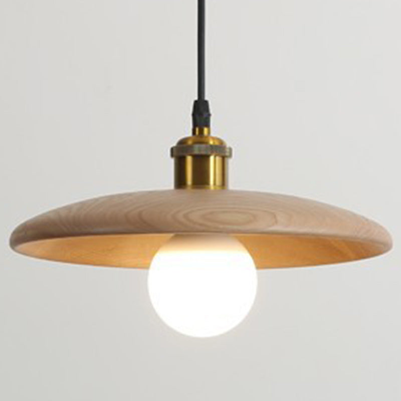 Chinese Umbrella Aluminum Solid Wood Pendant Light