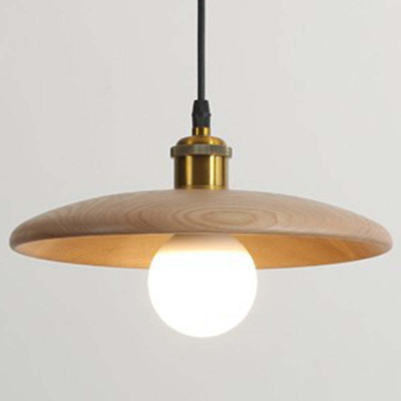 Chinese Umbrella Aluminum Solid Wood Pendant Light