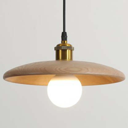 Chinese Umbrella Aluminum Solid Wood Pendant Light