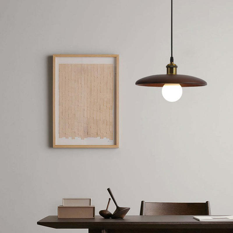 Chinese Umbrella Aluminum Solid Wood Pendant Light — Wood Color / 110V-120V For US/CA