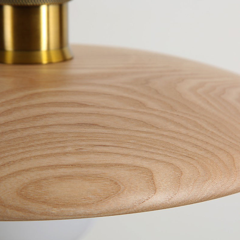 Chinese Umbrella Aluminum Solid Wood Pendant Light — Wood Color / 220V-240V For UK/AU