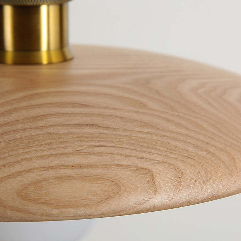 Chinese Umbrella Aluminum Solid Wood Pendant Light — Wood Color / 220V-240V For UK/AU
