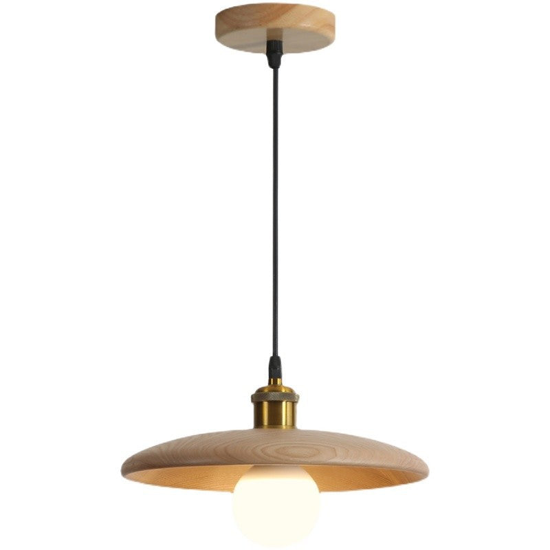 Chinese Umbrella Aluminum Solid Wood Pendant Light