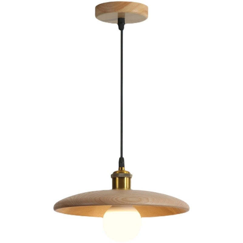 Chinese Umbrella Aluminum Solid Wood Pendant Light