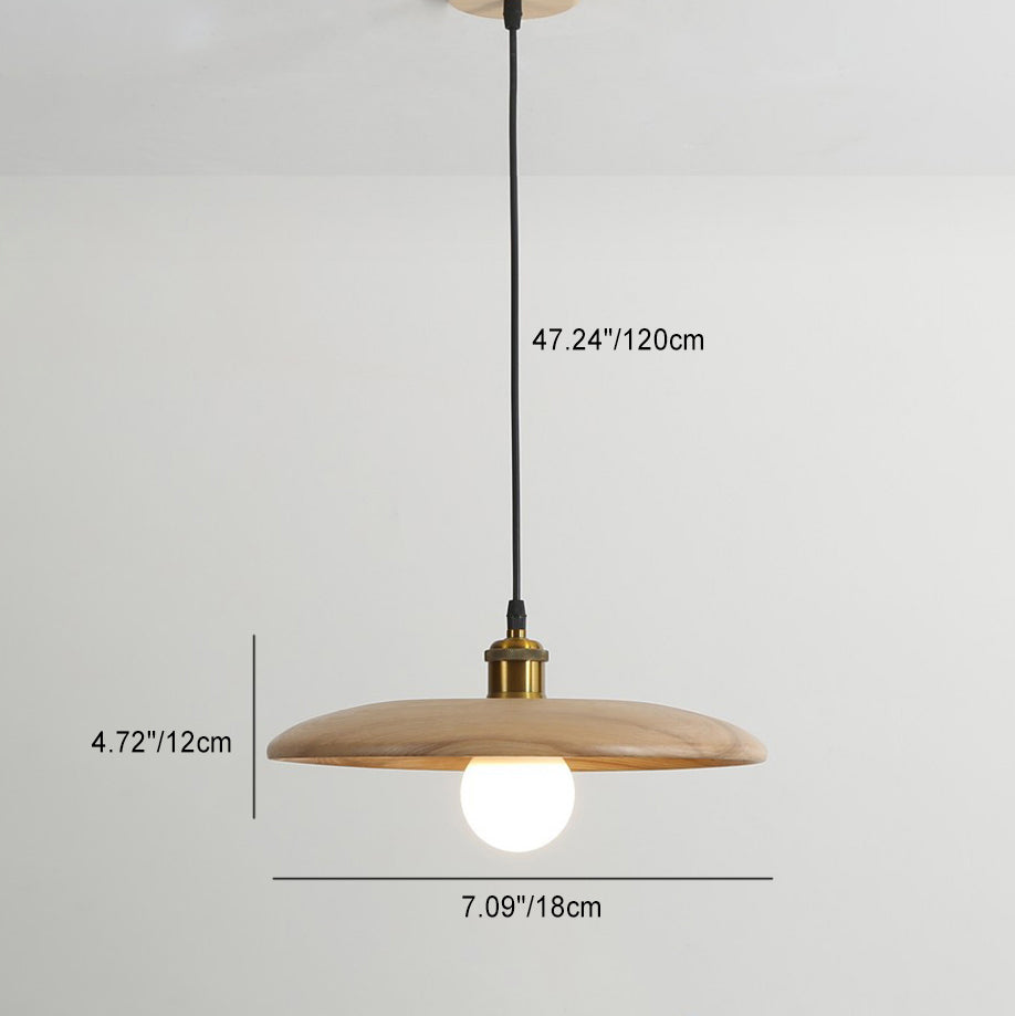 Chinese Umbrella Aluminum Solid Wood Pendant Light — Wood Color / 220V-240V For UK/AU