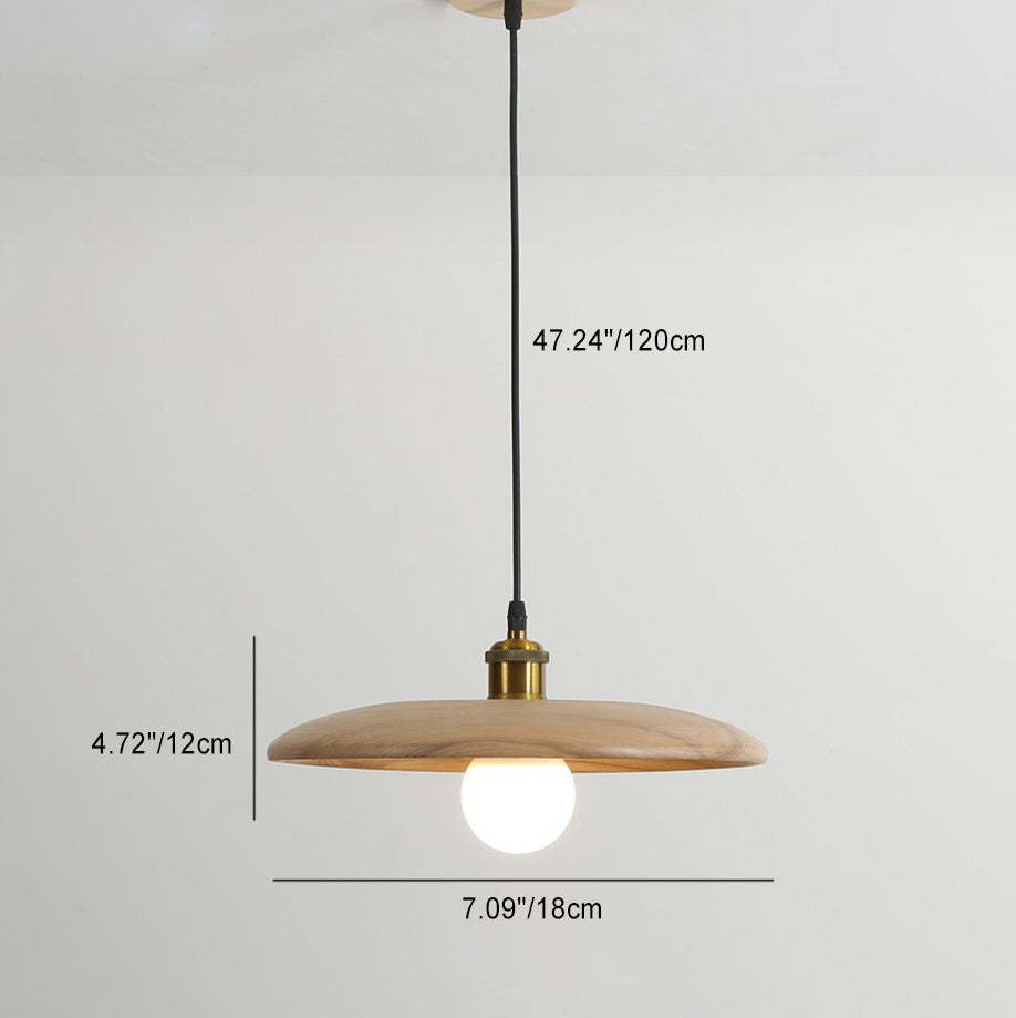 Chinese Umbrella Aluminum Solid Wood Pendant Light — Wood Color / 220V-240V For UK/AU
