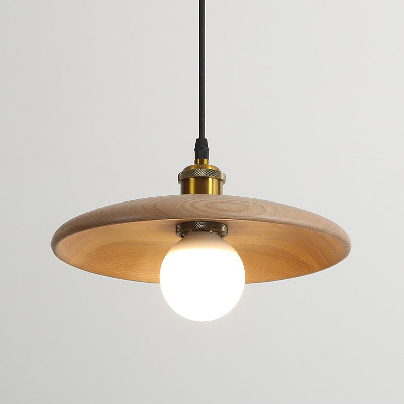 Chinese Umbrella Aluminum Solid Wood Pendant Light