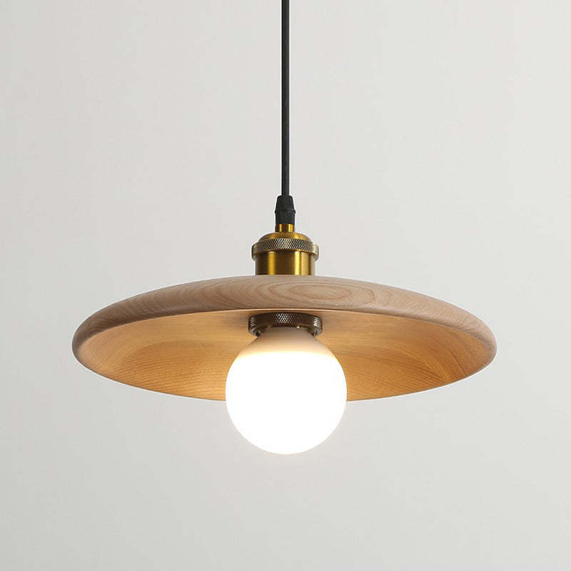 Chinese Umbrella Aluminum Solid Wood Pendant Light