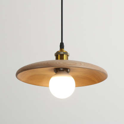 Chinese Umbrella Aluminum Solid Wood Pendant Light