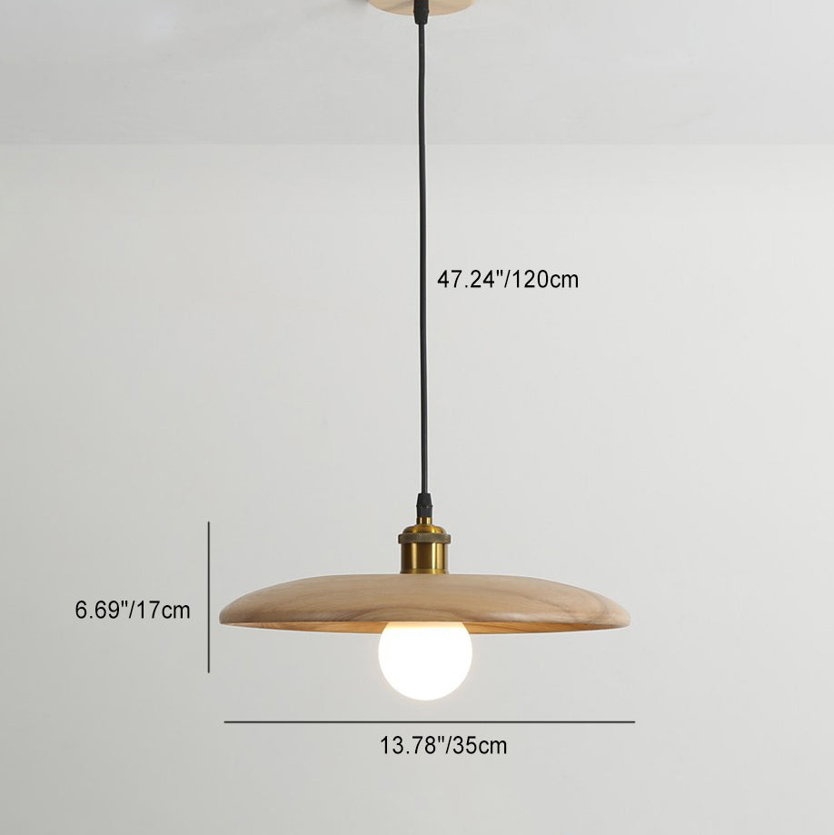 Chinese Umbrella Aluminum Solid Wood Pendant Light — Walnut Color / 220V-240V For UK/AU