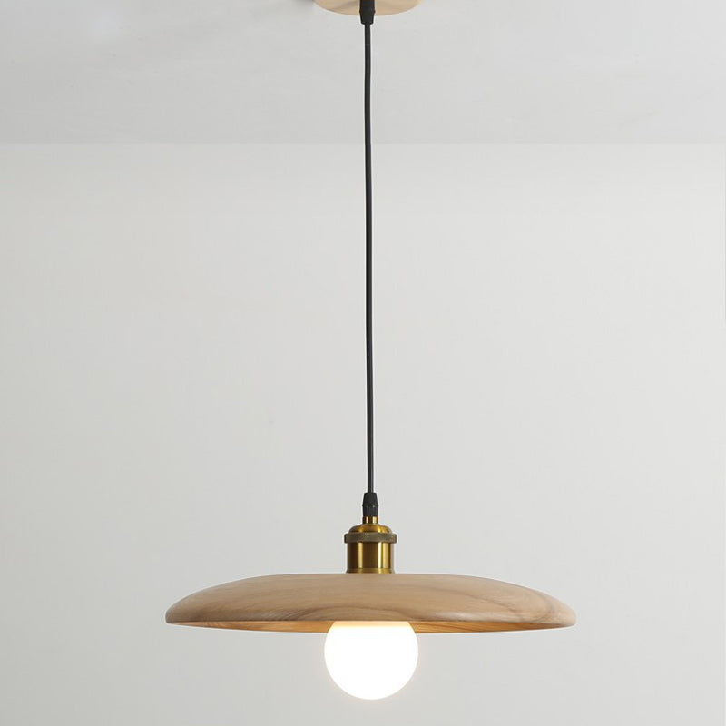 Chinese Umbrella Aluminum Solid Wood Pendant Light