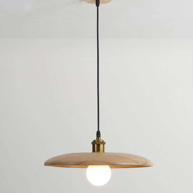 Chinese Umbrella Aluminum Solid Wood Pendant Light