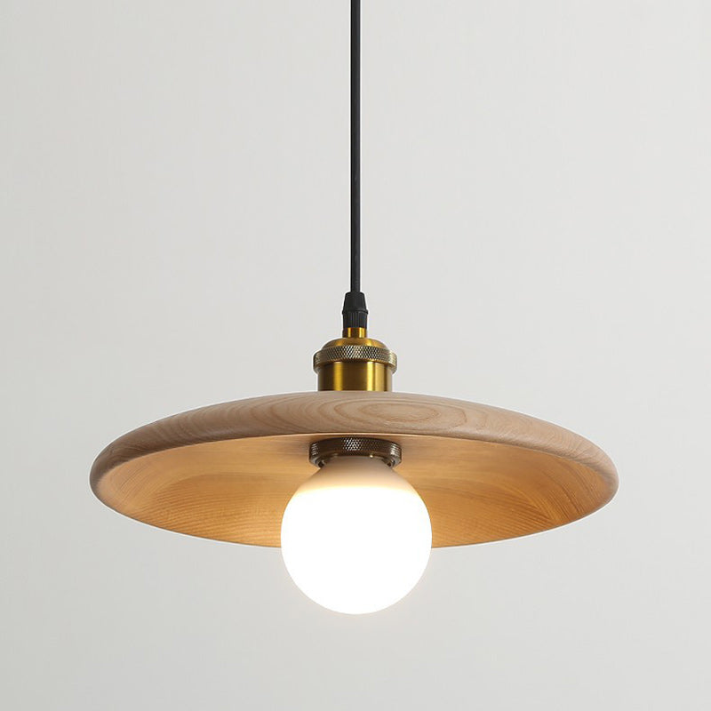 Chinese Umbrella Aluminum Solid Wood Pendant Light