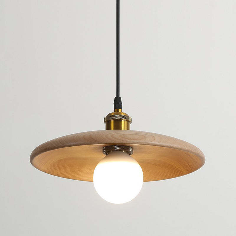Chinese Umbrella Aluminum Solid Wood Pendant Light