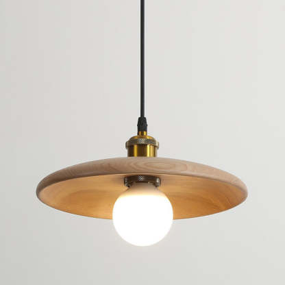 Chinese Umbrella Aluminum Solid Wood Pendant Light
