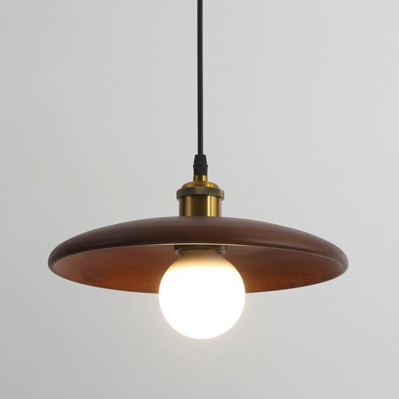 Chinese Umbrella Aluminum Solid Wood Pendant Light