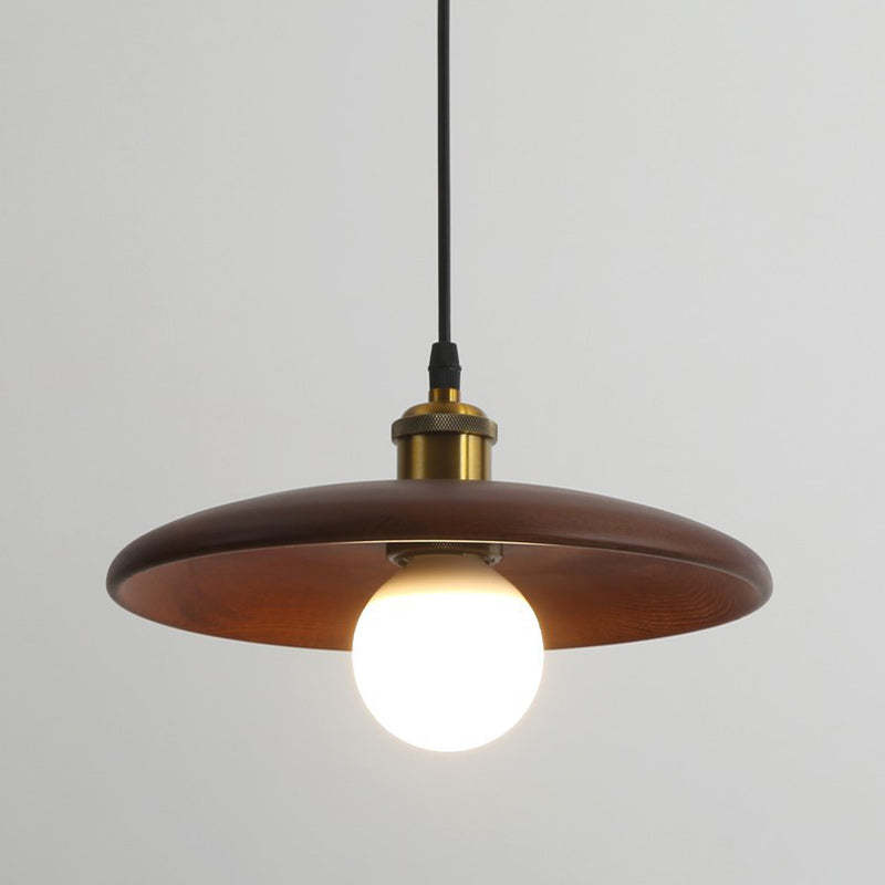 Chinese Umbrella Aluminum Solid Wood Pendant Light