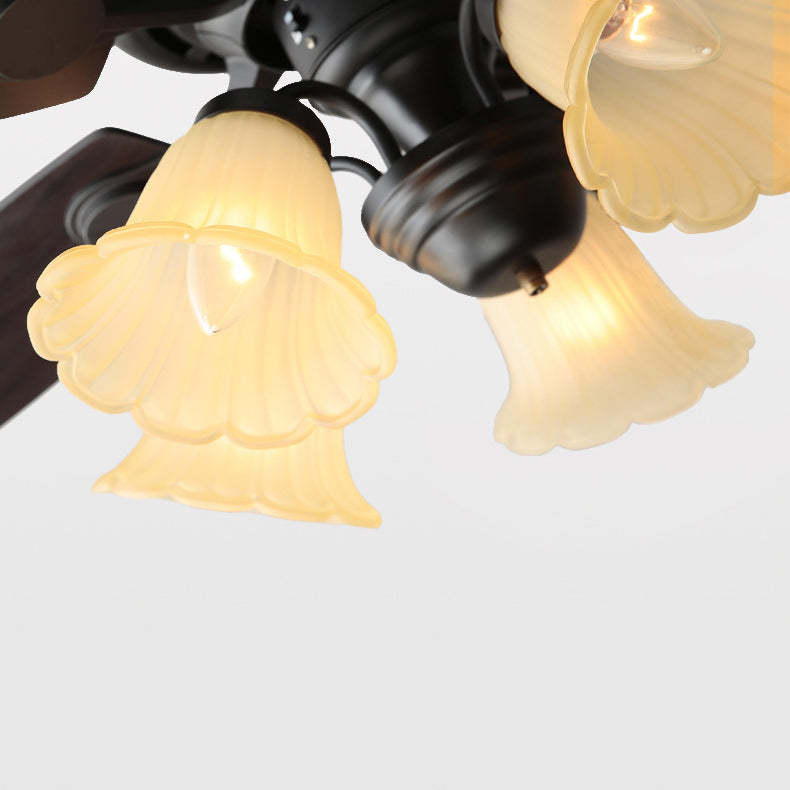 French Iron Flower Glass 3/5-Light Ceiling Fan Light