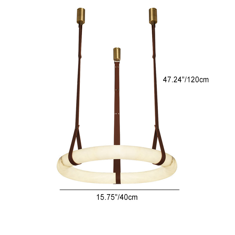 Nordic Leather Copper Faux Marble LED Chandelier