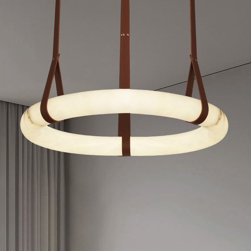 Nordic Leather Copper Faux Marble LED Chandelier