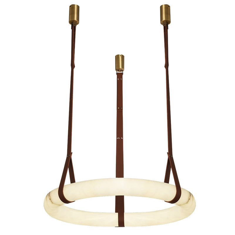 Nordic Leather Copper Faux Marble LED Chandelier