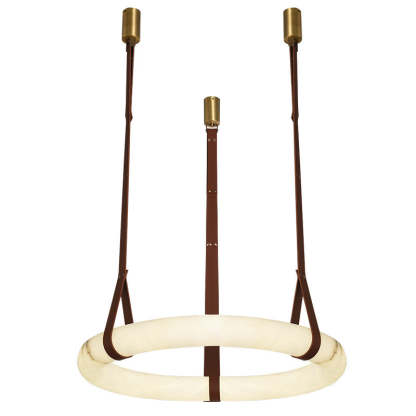 Nordic Leather Copper Faux Marble LED Chandelier