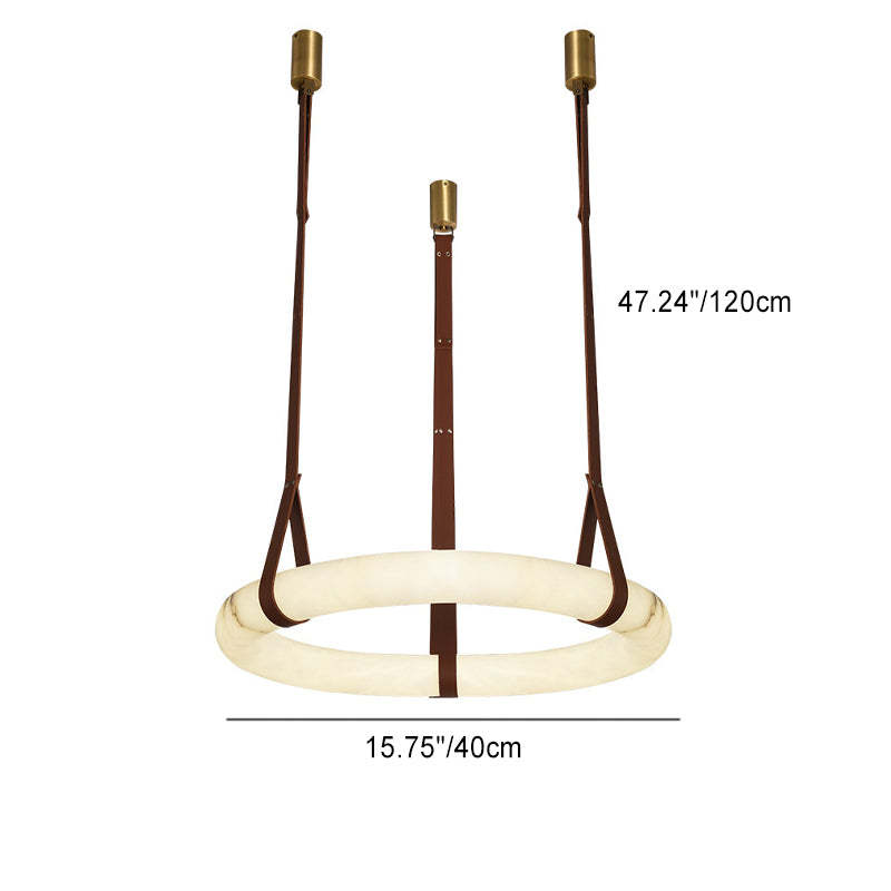 Nordic Leather Copper Faux Marble LED Chandelier