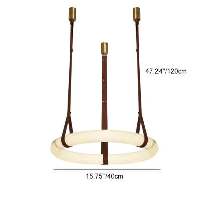 Nordic Leather Copper Faux Marble LED Chandelier