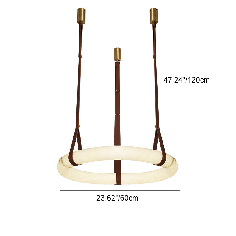 Nordic Leather Copper Faux Marble LED Chandelier