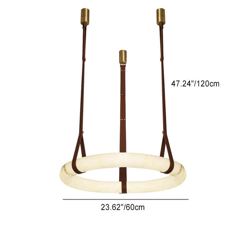 Nordic Leather Copper Faux Marble LED Chandelier