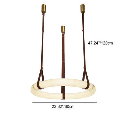 Nordic Leather Copper Faux Marble LED Chandelier