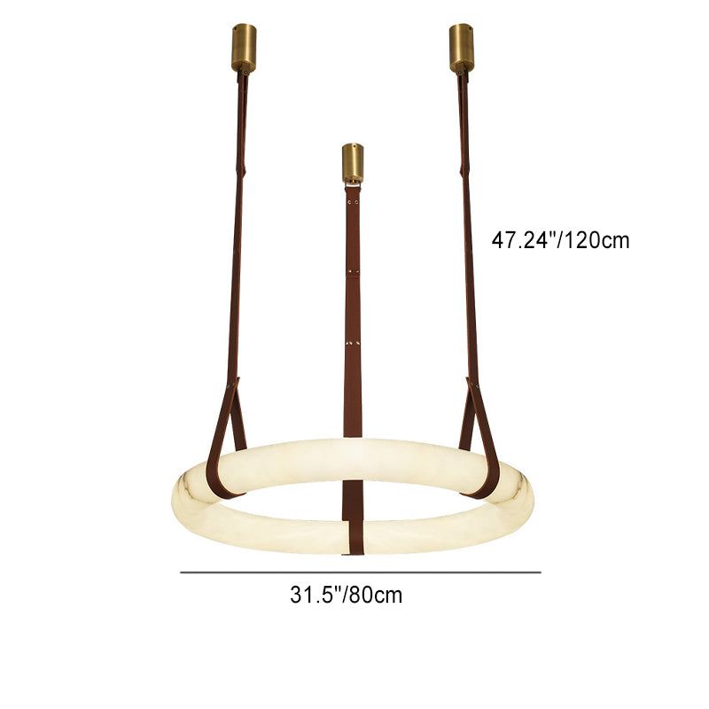 Nordic Leather Copper Faux Marble LED Chandelier