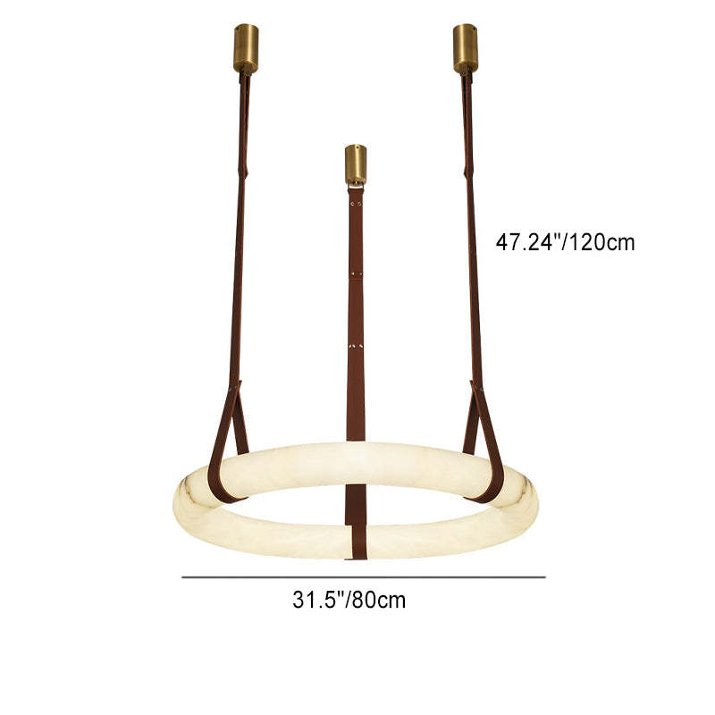 Nordic Leather Copper Faux Marble LED Chandelier