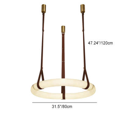 Nordic Leather Copper Faux Marble LED Chandelier
