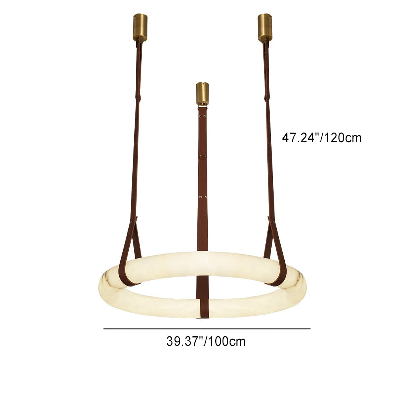 Nordic Leather Copper Faux Marble LED Chandelier