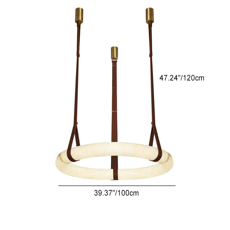 Nordic Leather Copper Faux Marble LED Chandelier