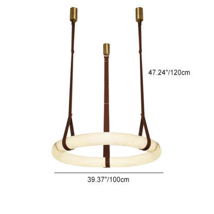 Nordic Leather Copper Faux Marble LED Chandelier