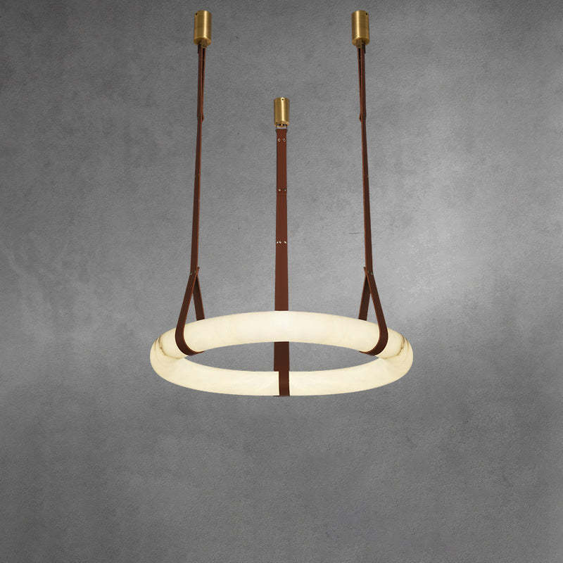 Nordic Leather Copper Faux Marble LED Chandelier
