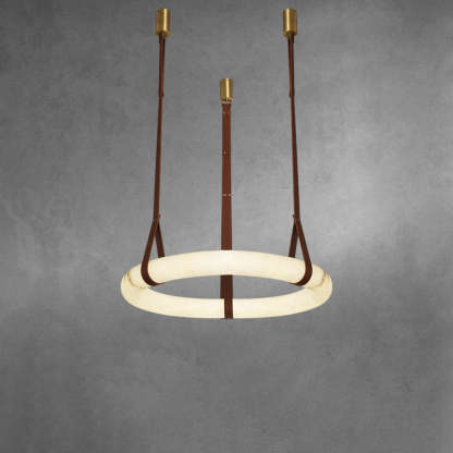 Nordic Leather Copper Faux Marble LED Chandelier