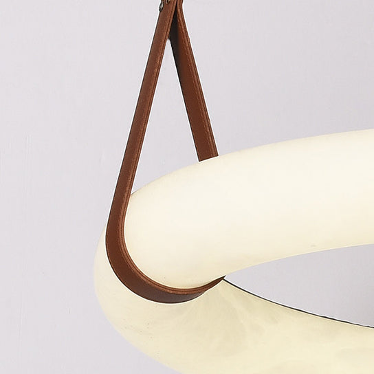 Nordic Leather Copper Faux Marble LED Chandelier