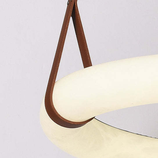 Nordic Leather Copper Faux Marble LED Chandelier