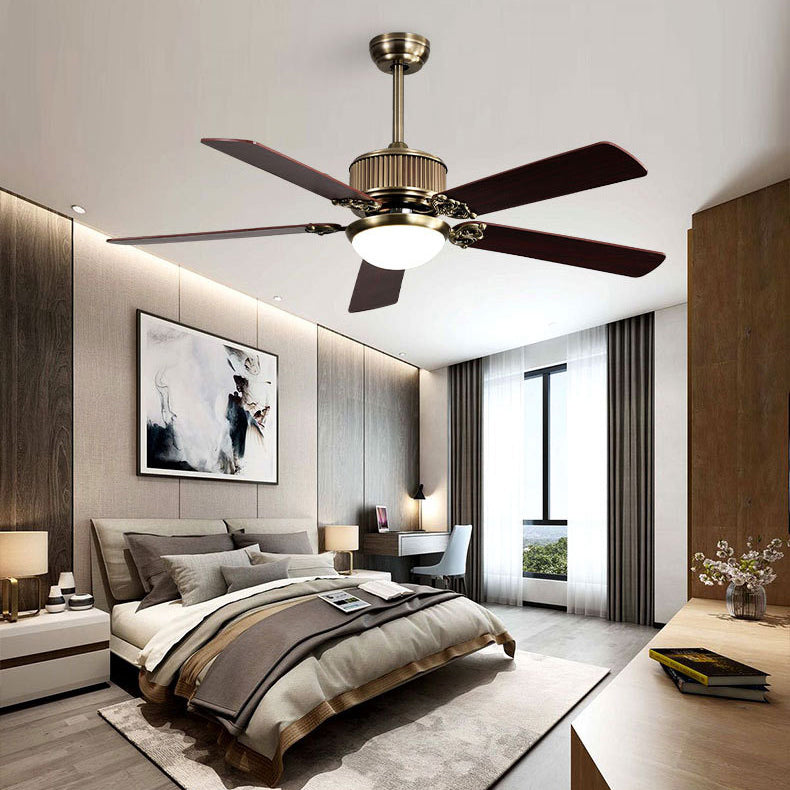 Nordic blades five red ceiling fans in glass — Warm White (3000K) / 220V-240V (UK/AU)