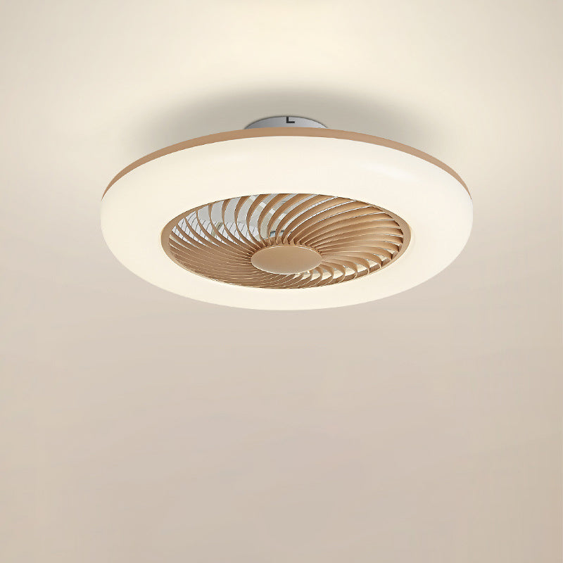 Modern Round Iron Acrylic LED Semi-Flush Fan Light