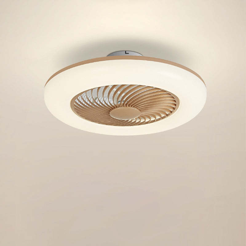 Modern Round Iron Acrylic LED Semi-Flush Fan Light