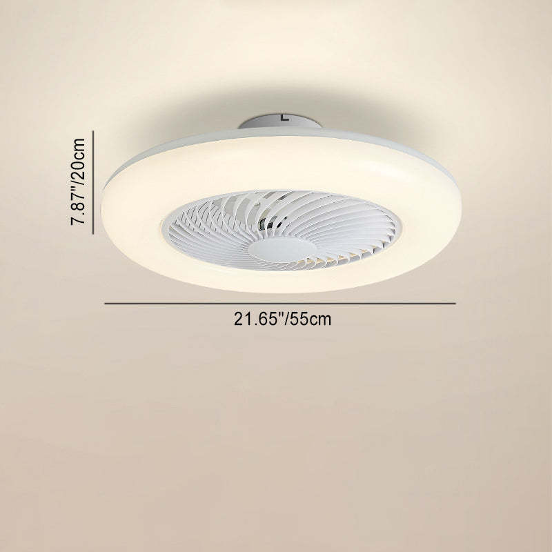 Modern Round Iron Acrylic LED Semi-Flush Fan Light
