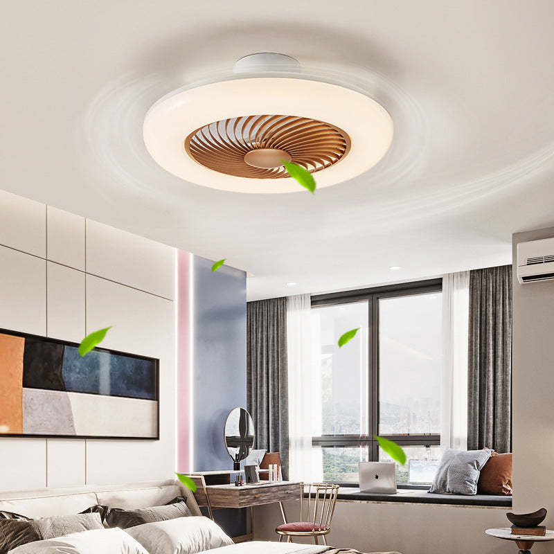 Modern Round Iron Acrylic LED Semi-Flush Fan Light