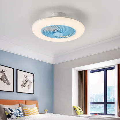Modern Round Iron Acrylic LED Semi-Flush Fan Light