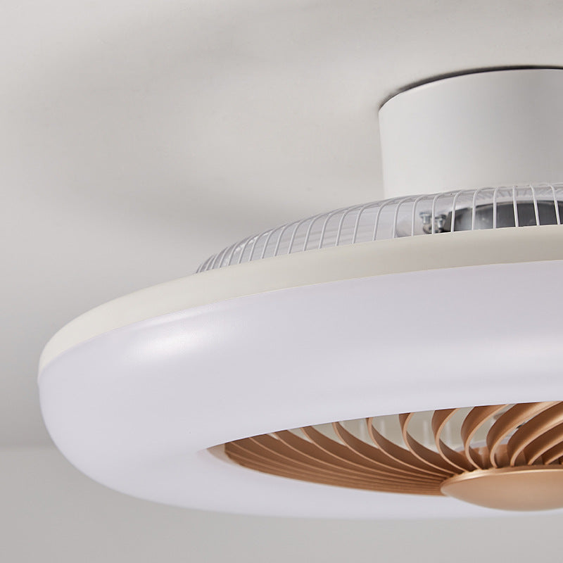 Modern Round Iron Acrylic LED Semi-Flush Fan Light