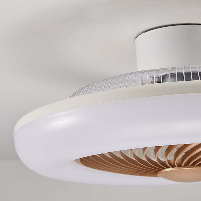 Modern Round Iron Acrylic LED Semi-Flush Fan Light